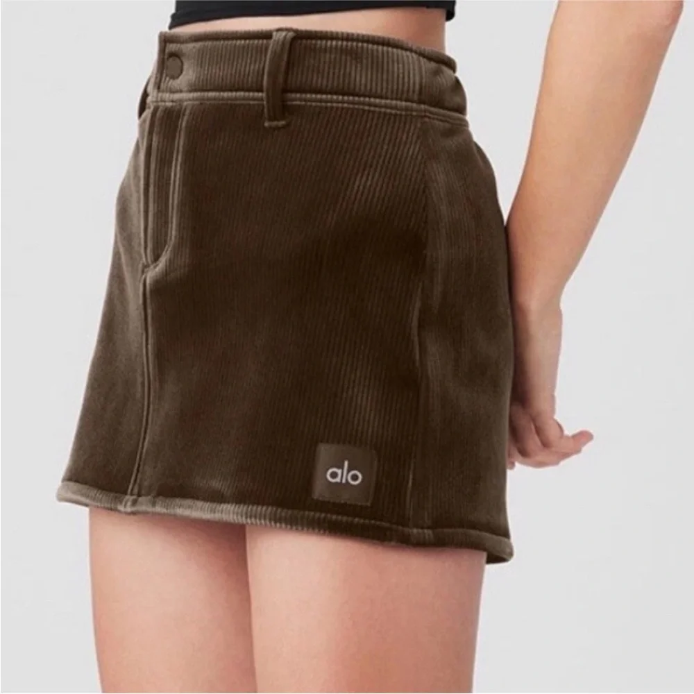 ALO ribbed velour Chocolate macchiato Skirt